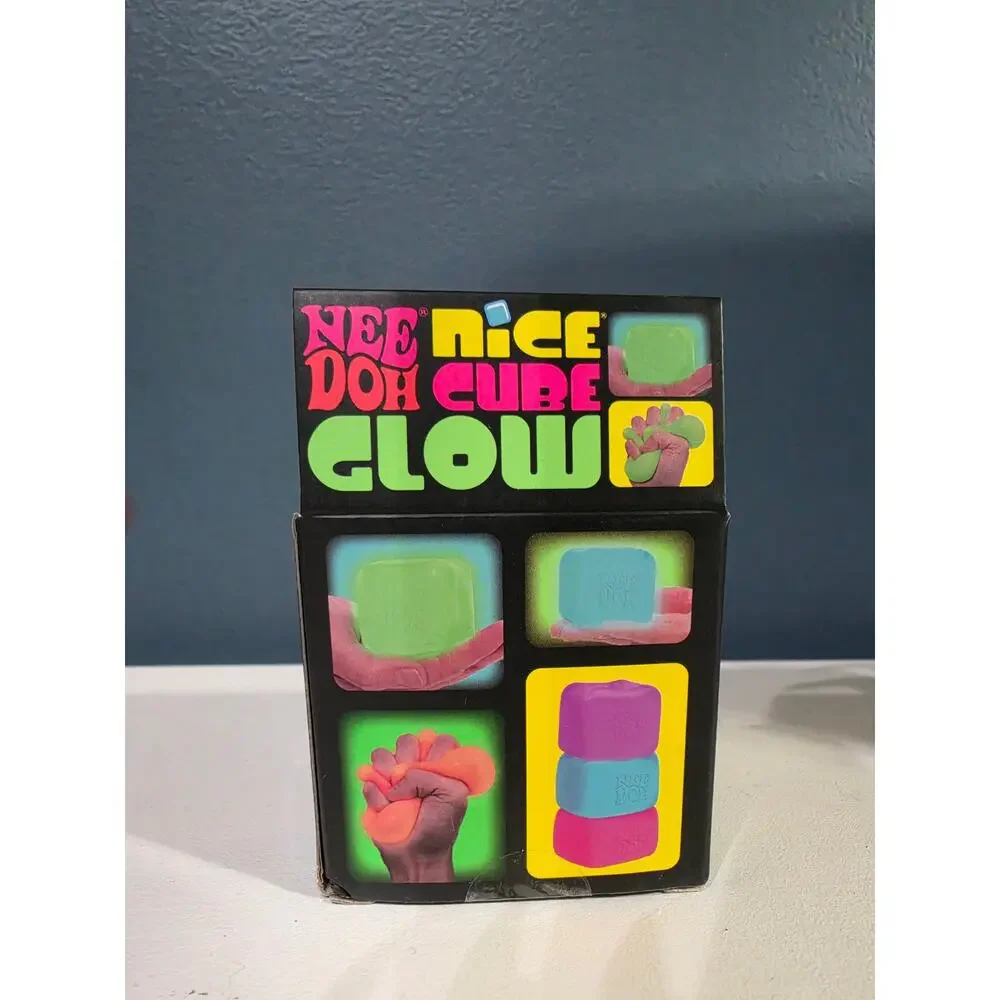 NeeDoh Nice Cube GLOW ORANGE Glow in Dark Schylling NEW IN BOX